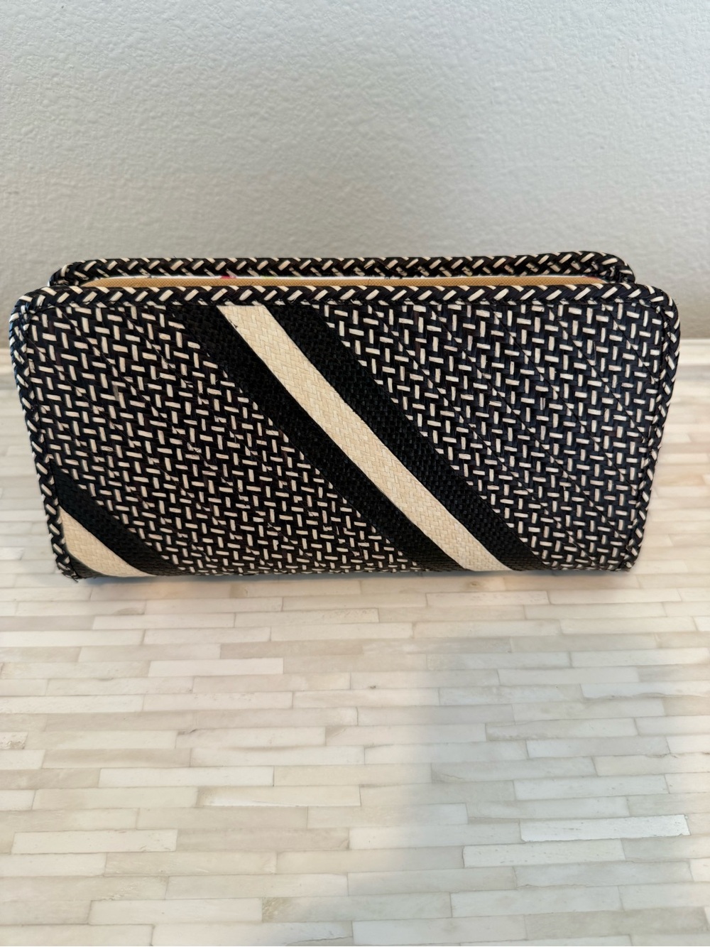 Woven Black and Cream Stripe Women's Clutch